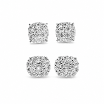 Square Cluster/Baguette Cluster Earring Combo Set