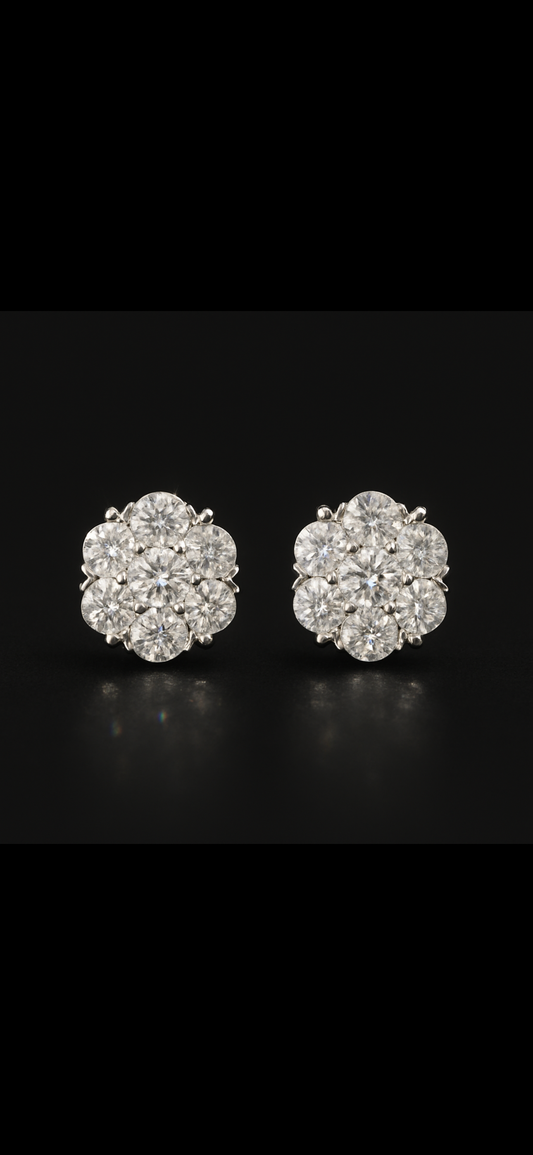 Big Stone Cluster Earrings